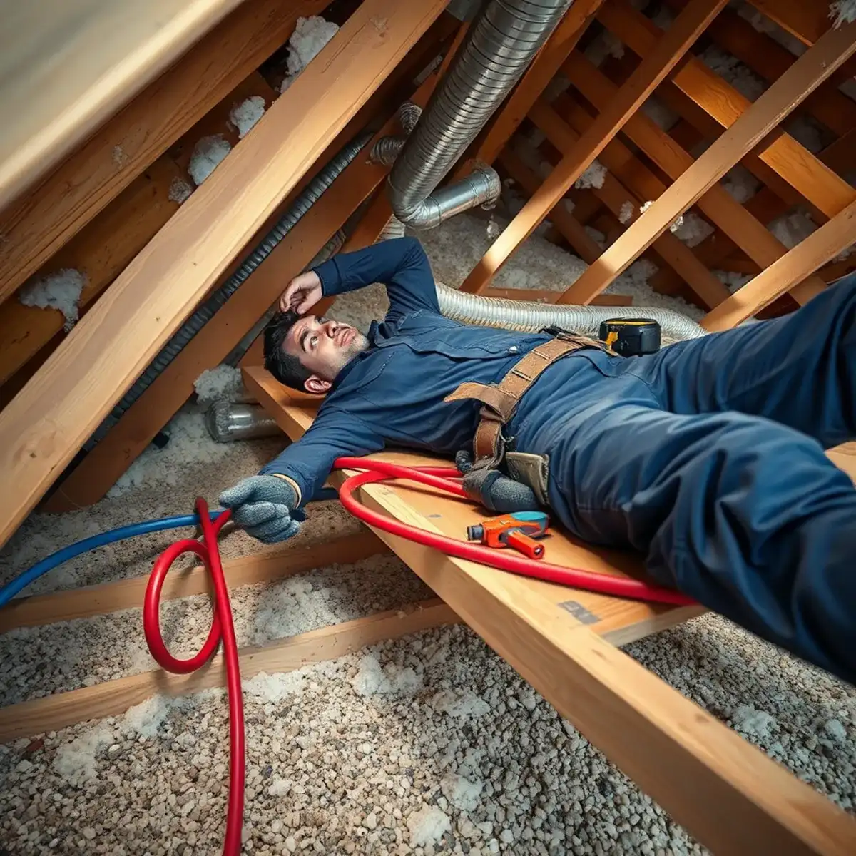 New PEX water lines installed in the attic of a San Tan Valley home during a whole-home repipe