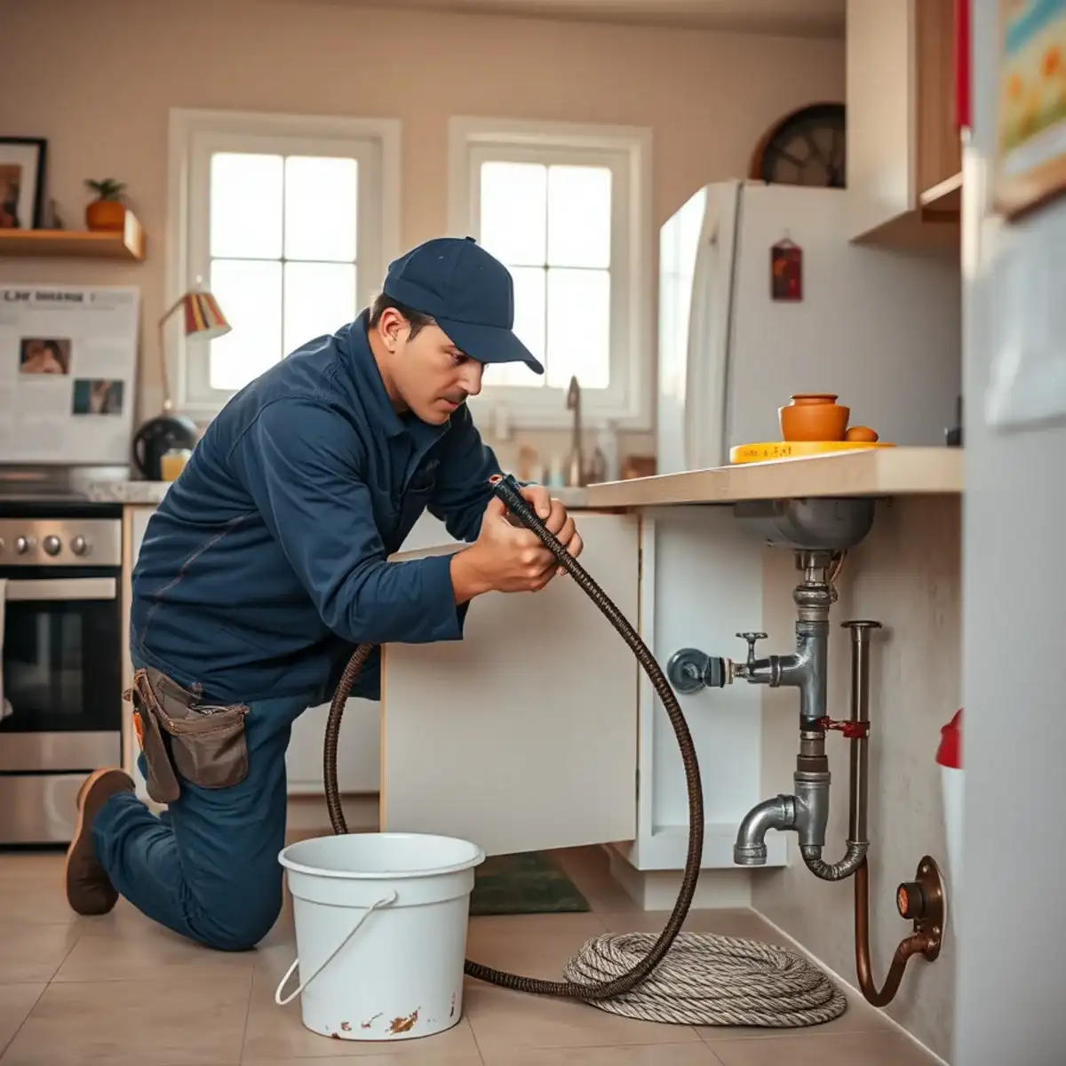 Plumber repairing a kitchen drain line in a Copper Basin family home in San Tan Valley
