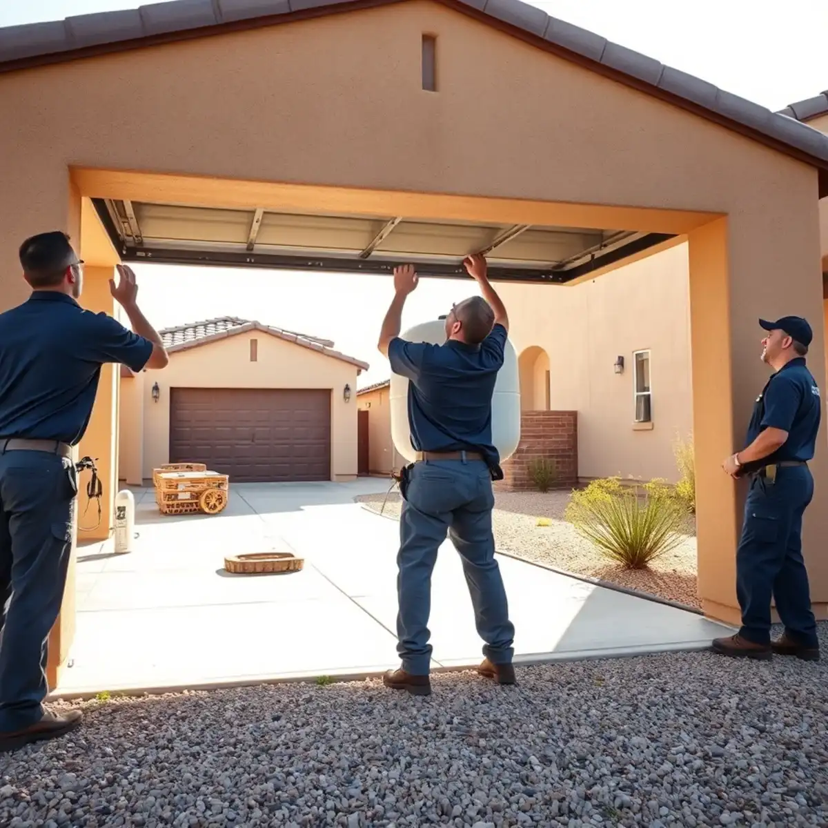 Plumber installing a water softener at a new Ironwood Crossing home near Ocotillo and Meridian
