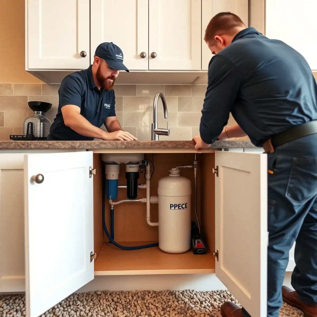 Installing a reverse osmosis system under the sink in a newer Ocotillo Heights home in San Tan Valley