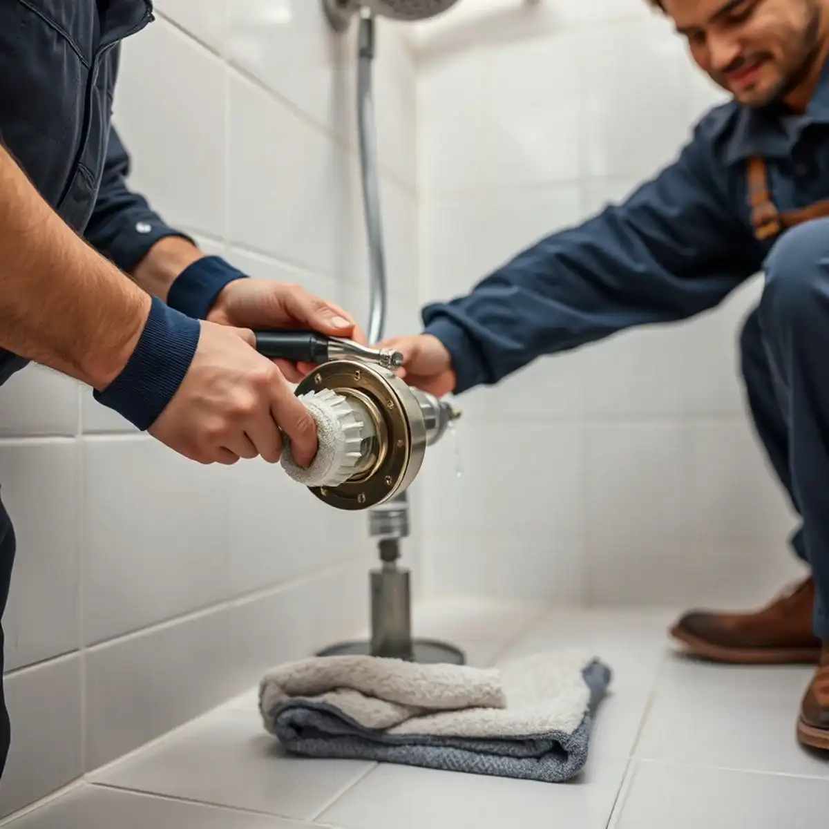 Plumber replacing a scaled shower cartridge in a Paloma Ranch home in San Tan Valley