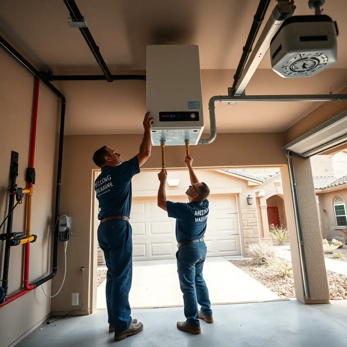 Tankless water heater installation at an upscale Vineyard Estates home in San Tan Valley