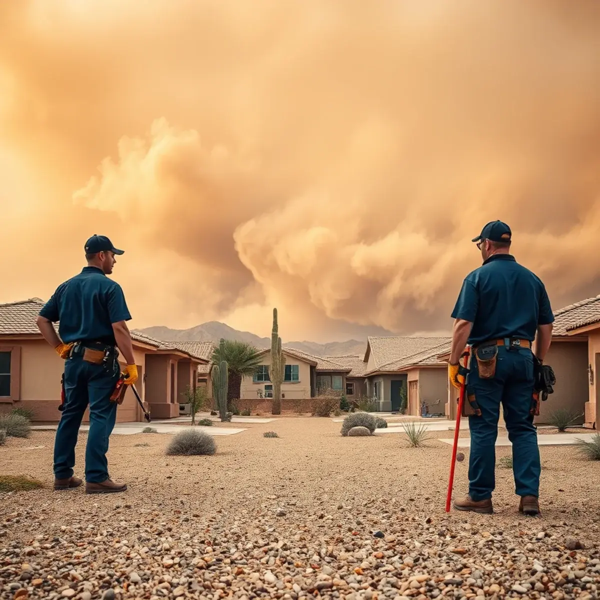Dust storm approaching homes in San Tan Valley, Arizona