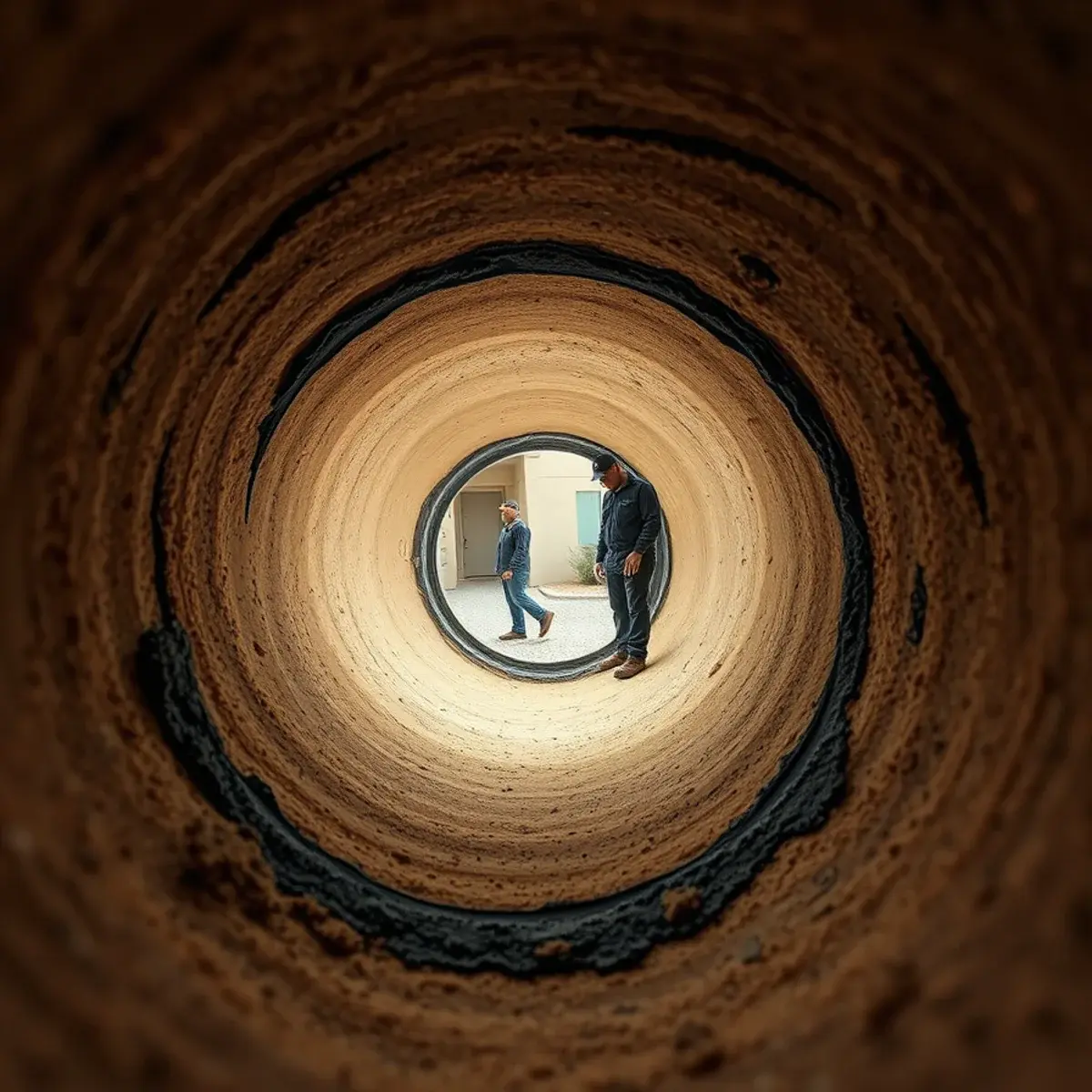 Hard water scale buildup inside a drain pipe from a San Tan Valley home