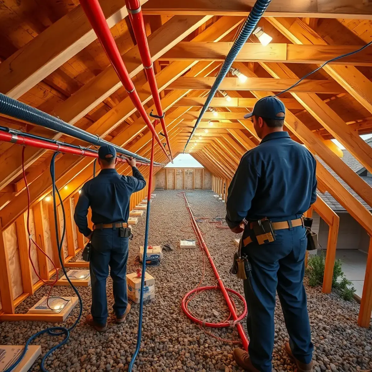 New PEX water lines running through an attic during a whole-home repipe in San Tan Valley