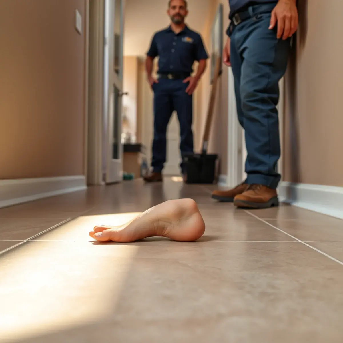 Warm spot on a tile floor indicating a slab leak in a San Tan Valley home